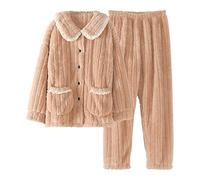 SLOPSS Donne Invernali in Pigiama Set Dolce folte in Flanella Lunghe Indumenti per Il Sonno Sonno Pigiama Pigiama Femminile
