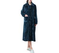 SLOPSS Donne morbide Calde in Flanella Accapesa Solida Addensare Un Abito Lungo con Tasche Abbigliamento da Notte Autunno Inverno da Notte