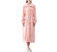 SLOPSS Donne morbide Calde in Flanella Accapesa Solida Addensare Un Abito Lungo con Tasche Abbigliamento da Notte Autunno Inverno da Notte