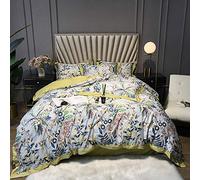 SLOPSS Double Bed Cotton Bedding Pieces Floral Yellow Duvet Covers Set Include Quilt Cover Flat Sheet cm+2 Pillowcases (Size : King) (Full)