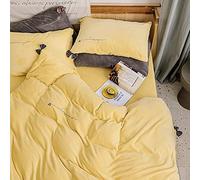 SLOPSS Double Bed Winter Soft Flannel Thick Warm Fabric Bedding Duvet Set Include Quilt Cover Flat Sheet cm 2 Pillowcases (Yellow King)