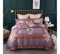 SLOPSS Double Covers Blue 100% Set Bedding Sets King Size Duvet Quilt Cover Cotton with Pillowcases Baroque (E Queen)