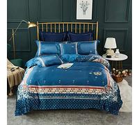 SLOPSS Double Covers Blue 100% Set Bedding Sets Size Duvet Quilt Cover Cotton with Pillowcases Baroque (C King)