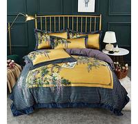 SLOPSS Double Covers Blue 100% Set Bedding Sets Size Duvet Quilt Cover Cotton with Pillowcases Baroque (A King)