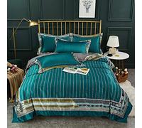 SLOPSS Double Covers Blue 100% Set Bedding Sets Size Duvet Quilt Cover Cotton with Pillowcases Baroque (B King)