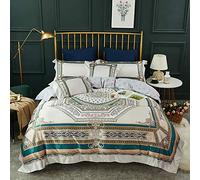 SLOPSS Double Covers Blue 100% Set Bedding Sets Size Duvet Quilt Cover Cotton with Pillowcases Baroque (D King)