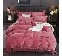 SLOPSS Double Covers Green King Size Blue Duvet with Fitted Bedding Set Winter Quilt Cover Sets Flat Sheet Soft (Pink Queen)
