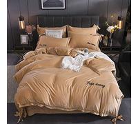 SLOPSS Double Covers Green King Size Blue Duvet with Fitted Bedding Set Winter Quilt Cover Sets Flat Sheet Soft (Khaki Queen)