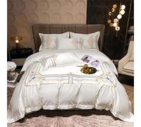 SLOPSS Double Embroidery Wind Four-Piece Set Luxury Cotton Quilt Cover Bedspread Bedding (Color B : (A Queen Size 4Pcs)