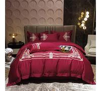 SLOPSS Double Embroidery Wind Four-Piece Set Luxury Cotton Quilt Cover Bedspread Bedding (Color B : King (C Queen Size 4Pcs)