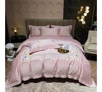SLOPSS Double Embroidery Wind Four-Piece Set Luxury Cotton Quilt Cover Bedspread Bedding (Color : King (B Queen Size 4Pcs)