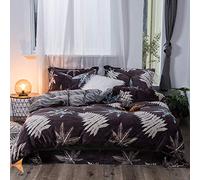 SLOPSS Double King Size Floral Covers Duvet Bedding Set Quilt Cover Sets Flat Sheet Winter Soft Warm Flannel Twin Animals Leopard Pattern Woman (C Queen)