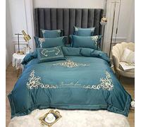 SLOPSS Double King Size Grey Cotton Bedding Set Duvet Covers Quilt Cover 220×240cm Flat Sheet Pillowcases 4 Pieces Twin (Green Queen)
