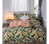 SLOPSS Double Size Floral Covers Duvet Bedding Set Quilt Cover Sets Flat Sheet Winter Soft Warm Flannel Twin Animals Leopard Pattern Woman (D King)