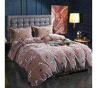 SLOPSS Double Size Floral Covers Duvet Bedding Set Quilt Cover Sets Flat Sheet Winter Soft Warm Flannel Twin Animals Leopard Pattern Woman (A King)
