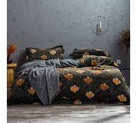 SLOPSS Double Size Floral Covers Duvet Bedding Set Quilt Cover Sets Flat Sheet Winter Soft Warm Flannel Twin Animals Leopard Pattern Woman (E King)