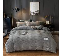 SLOPSS Duvet Double Coral Four-Piece Winter Double-Sided Fleece Sheet French Quilt Cover Milk Flannel Bedding-Pink Jade_1.2-135m (Classic Silver Ash 1.8m Bed)