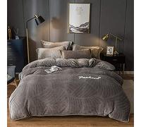 SLOPSS Duvet Double Coral Four-Piece Winter Double-Sided Fleece Sheet French Quilt Cover Milk Flannel Bedding-Pink Jade_1.2-135m Bed (Dark Gray 1.2)