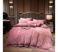 SLOPSS Fleece Duvet Bedding with Matching Pillowcase And Cosy Soft Warm Flannel Quilt Cover Set (Color Red Size : Double) (Pink Full)