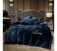 SLOPSS Fleece Duvet Bedding with Matching Pillowcase And Cosy Soft Warm Flannel Quilt Cover Set (Color Red Size : Double) (Blue King)