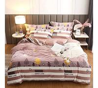 SLOPSS Floral Double Duvet Covers Bedding Sets Winter Soft Warm Flannel Quilt Cover Set (Color E Size : King) (A Full)