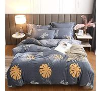 SLOPSS Floral Double Duvet Covers Bedding Sets Winter Soft Warm Flannel Quilt Cover Set (Color E Size : King) (C Full)