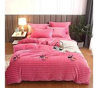 SLOPSS Floral Double Duvet Covers Bedding Sets Winter Soft Warm Flannel Quilt Cover Set (Color Size : King) (E Full)