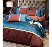SLOPSS Four- Piece Set all Pure Cotton Thickening Embroidery Quilt Cover Sheet Fitted European- Style 8m Bed-1 (Color (6)