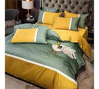 SLOPSS Four- Piece Set all Pure Cotton Thickening Embroidery Quilt Cover Sheet Fitted European- Style 8m Bed-1 (Color (2)