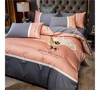 SLOPSS Four- Piece Set all Pure Cotton Thickening Embroidery Quilt Cover Sheet Fitted European- Style 8m Bed-1 (Color (5)