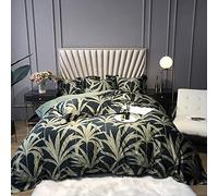 SLOPSS Green Leaf Bedding Pieces Egyptian Cotton Duvet Covers Set Include Quilt Cover Flat Sheet CM+2 Pillowcases (Size : Double) (Full)