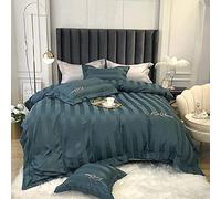 SLOPSS Grey Bedding Set Full White Silk Cotton Sets Duvet Covers Double Bed Quilt Cover Flat Sheet Soft Silky Luxury Satin Twin (Color Size : (Green King)