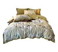 SLOPSS Horses Flower Printing Four-Piece Wide-Sided Quilt Cover Bed Pure Cotton Bedding (Color Size : (A 2m)