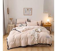 SLOPSS King Covers with Fitted Sheet Winter Duvet Bedding Set Double Bed Quilt Cover Sets Soft Warm Flannel Twin Size (Beige Full)