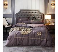 SLOPSS King Orange Cotton Covers Duvet Bedding Set Bed 4 PCS Quilt Cover Sets Flat Sheet Twin Double Size Soft Warm Flannel (Purple Full)