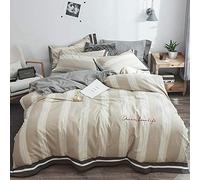SLOPSS Mens 100% Covers Set Grey Bedding Sets Duvet Quilt Cover Cotton with Pillowcases Double Bed Twin King Size Black (D Queen)