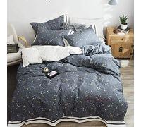 SLOPSS Mens Bed 100% Double Covers Set Grey Bedding Sets Size Duvet Quilt Cover Cotton with Pillowcases (B King)