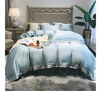 SLOPSS Minimalist Style Lenzing Tencel Four-Piece Embroidery Quilt Cover Pure Silky Cool Bedding (Color Size : (C 2m)