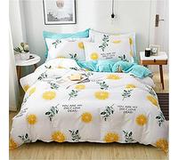 SLOPSS Net Red all Four Pure Cotton Quilt Cover Fitted Sheet Single Three Piece Set of Bedding m Bed-5 (Color (3)