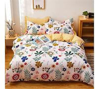 SLOPSS Net Red all Four Pure Cotton Quilt Cover Fitted Sheet Single Three Piece Set of Bedding m Bed-5 (Color (4)