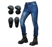 SLOPSS Pantaloni per Motociclisti Femminili, Jeans protettivi da Donna in Giro per cavalcinare i Pantaloni da Goccia in Motocross con più Tasche e 4 Armature Rimovibili
