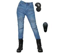 SLOPSS Pantaloni per Motociclisti Femminili, Pantaloni protettivi per Motociclisti da Donna blindati in schiale Jeans per allungarsi in Motocross con 2 Pacchetti Rimovibili
