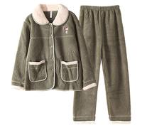 SLOPSS Piccola in Penna per Le Donne Inverno Addensare Femmina Calda Femmina Dolce Manica Lunga Pantaloni in Pigiama