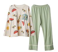 SLOPSS Pigiama da Donna, da Donna con Cartone Animato Autumn Autunno Pigiama da Cartone da Cartone Animato Autunno Abiti da Autunno più Dimensioni per la casa a Maniche Lunghe Women Homewear Lounge