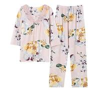 SLOPSS Pigiama da Donna, Prima Estate Primavera Indossare Abiti da Indossare Fiori di Pigiama Set di Abbigliamento da Fiori per la casa