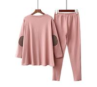 SLOPSS Pigiami da Donna, Pigiami Invernali Autunnali Femminili Spessi Mantieni la Stampa Calda Morbida cimasta Casual Azzurra da casa Calda e Accogliente Dono Creativo di Homewear, Nero, l