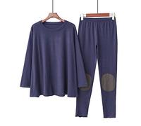 SLOPSS Pigiami da Donna, Pigiami Invernali Autunnali Femminili Spessi Mantieni la Stampa Calda Morbida cimasta Casual Azzurra da casa Calda e Accogliente Dono Creativo di Homewear, Nero, l