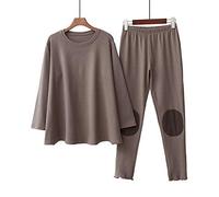 SLOPSS Pigiami da Donna, Pigiami Invernali Autunnali Femminili Spessi Mantieni la Stampa Calda Morbida cimasta Casual Azzurra da casa Calda e Accogliente Dono Creativo di Homewear, Nero, l