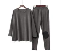 SLOPSS Pigiami da Donna, Pigiami Invernali Autunnali Femminili Spessi Mantieni la Stampa Calda Morbida cimasta Casual Azzurra da casa Calda e Accogliente Dono Creativo di Homewear, Nero, l