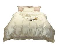 SLOPSS Princess Style Tencel Four-Piece Girl Heart Lace Side Cool Feeling Sleeping Quilt Cover Summer Bedding (Color Size : (A 1.5m)